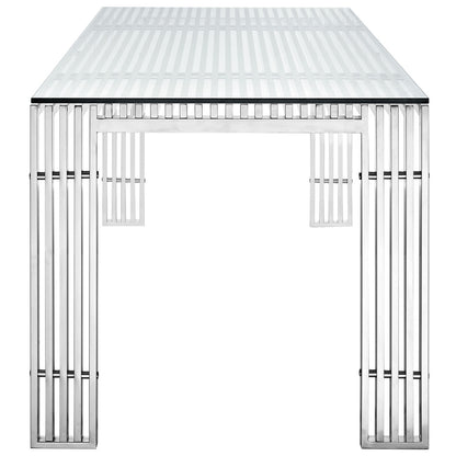 Gridiron Stainless Steel Dining Table in Silver EEI-1434-SLV