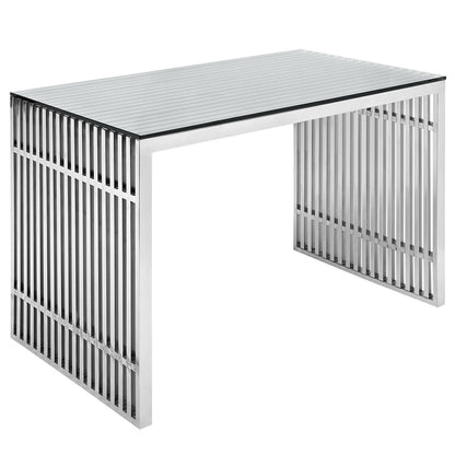 Gridiron Stainless Steel Desk, Silver Metal