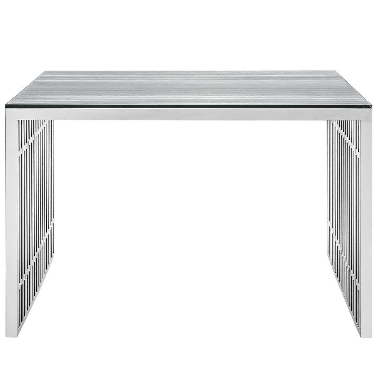 Gridiron Stainless Steel Desk, Silver Metal