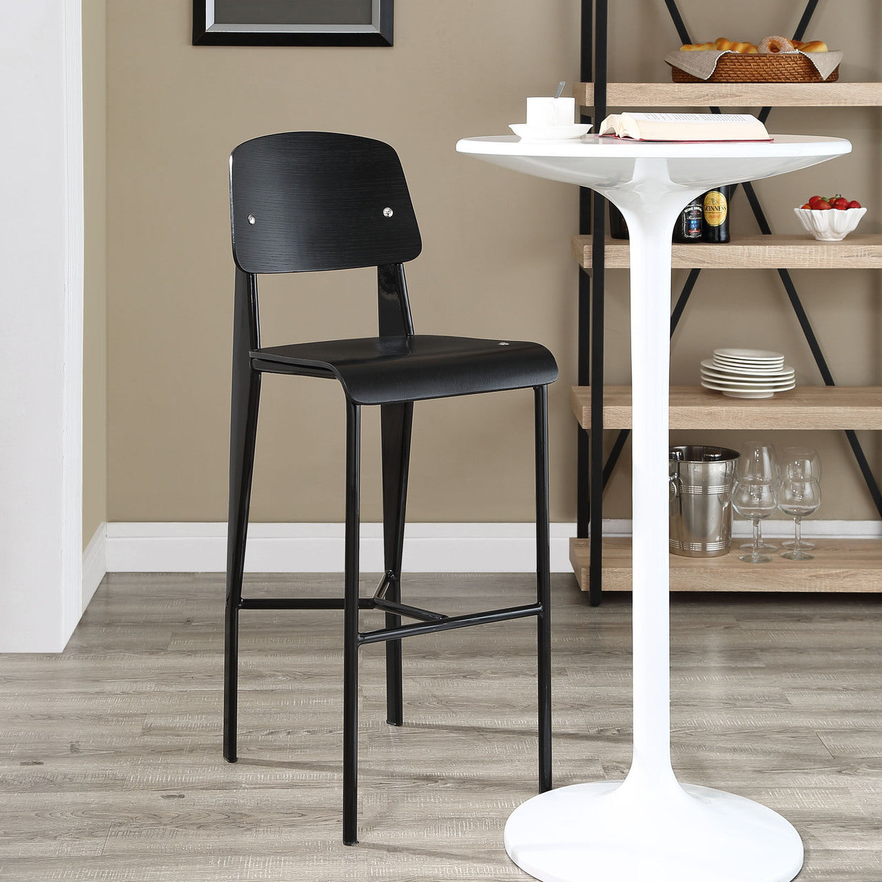 Cabin Bar Stool, Black Metal