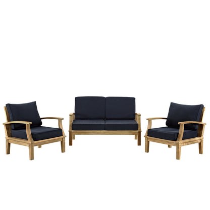 Marina 3 Piece Sofa Set in Natural Navy