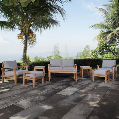 Marina 8 Piece Outdoor Patio Teak Set, Wood, Grey Gray Natural 13263