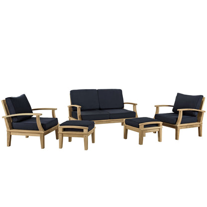 Marina 5 Piece Sofa Set in Natural Navy