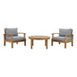 Marina 3 Piece Outdoor Patio Teak Set, Wood, Grey Gray Natural 13265