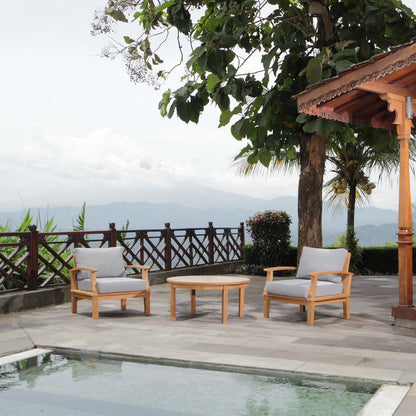 Marina 3 Piece Outdoor Patio Teak Set, Wood, Grey Gray Natural 13265