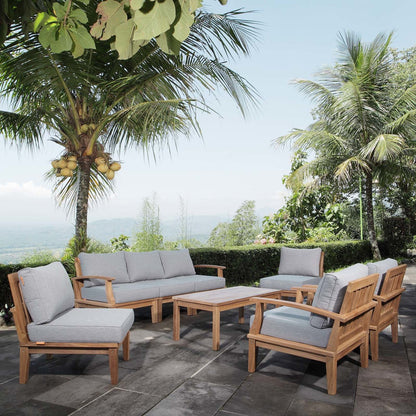 Marina 8 Piece Outdoor Patio Teak Set, Wood, Grey Gray Natural 13267