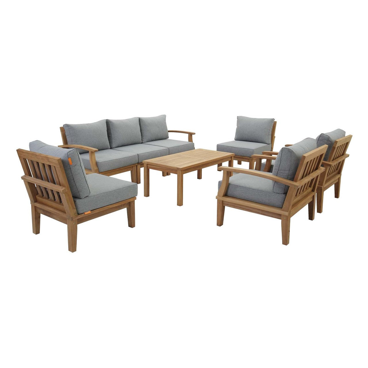 Marina 8 Piece Outdoor Patio Teak Set, Wood, Grey Gray Natural 13267
