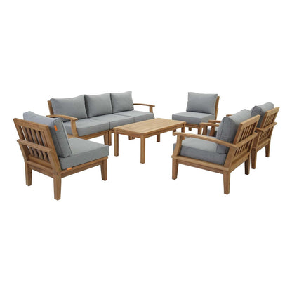 Marina 8 Piece Outdoor Patio Teak Set, Wood, Grey Gray Natural 13267