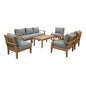Marina 8 Piece Outdoor Patio Teak Set, Wood, Grey Gray Natural 13267