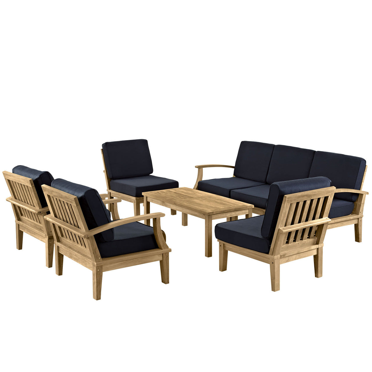 Marina 8 Piece Sofa Set in Natural Navy