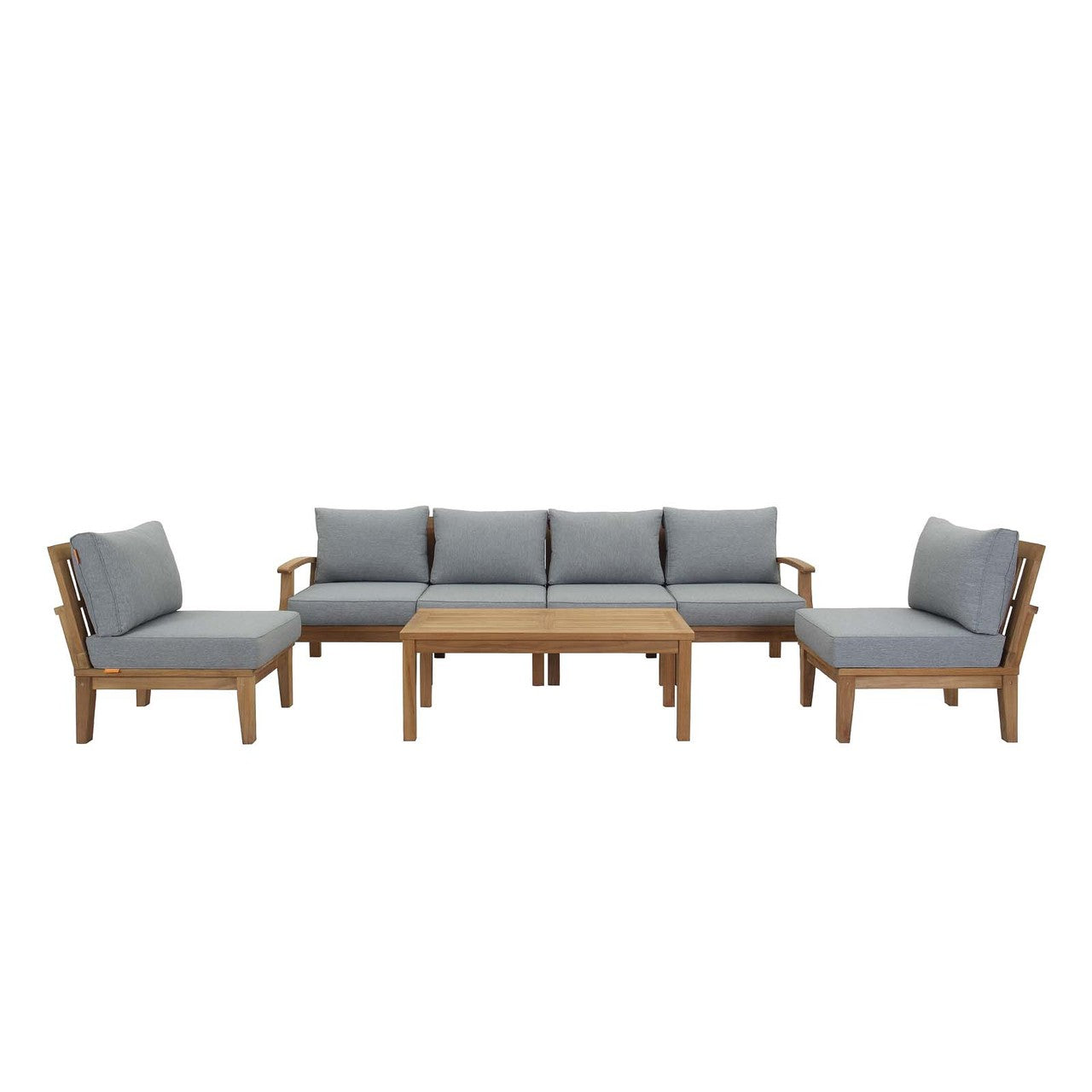 Marina 7 Piece Outdoor Patio Teak Set, Wood, Grey Gray Natural 13268