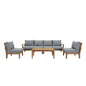 Marina 7 Piece Outdoor Patio Teak Set, Wood, Grey Gray Natural 13268
