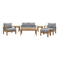 Marina 7 Piece Outdoor Patio Teak Set, Wood, Grey Gray Natural 13270