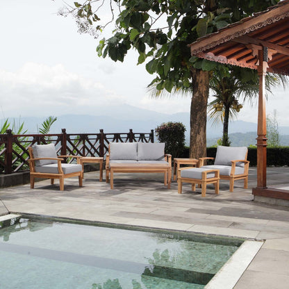 Marina 7 Piece Outdoor Patio Teak Set, Wood, Grey Gray Natural 13270