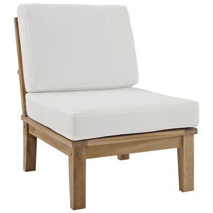 Marina 9 Piece Outdoor Patio Teak Sofa Set, White Wood
