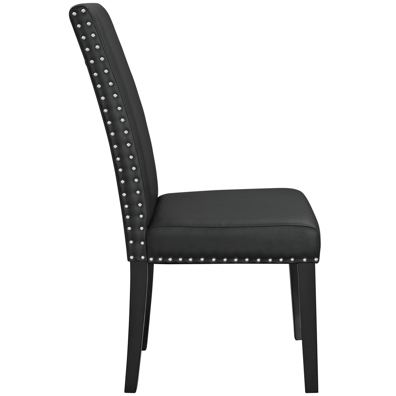 Parcel Dining Vinyl Side Chair, Black Faux Leather