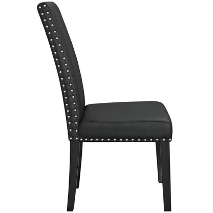 Parcel Dining Vinyl Side Chair, Black Faux Leather