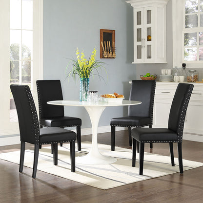 Parcel Dining Vinyl Side Chair, Black Faux Leather