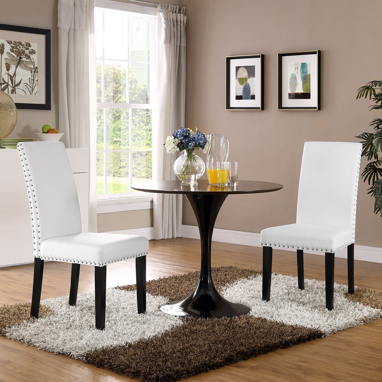 Parcel Dining Vinyl Side Chair, White Faux Leather