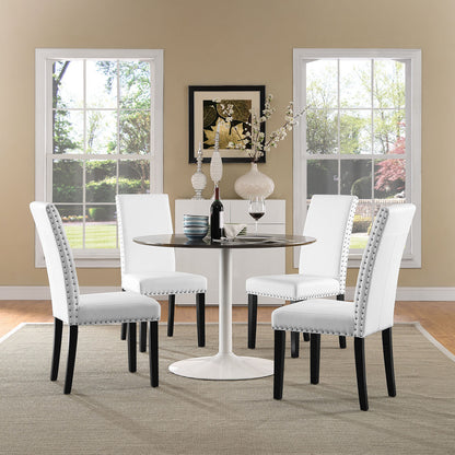 Parcel Dining Vinyl Side Chair, White Faux Leather