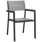 Maine Dining Outdoor Patio Armchair, Brown Grey Steel
