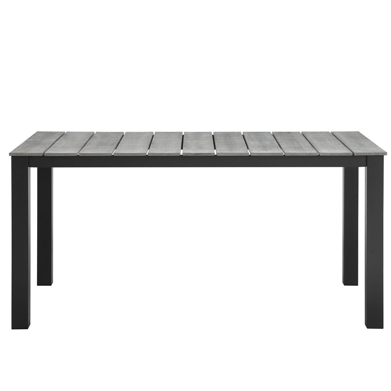 Maine 63" Outdoor Patio Dining Table, Brown Grey Steel