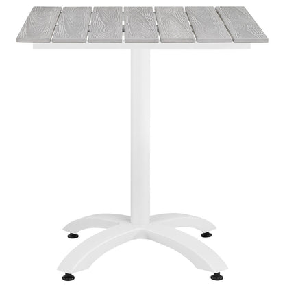 Maine 28" Outdoor Patio Dining Table, White Light Grey Steel