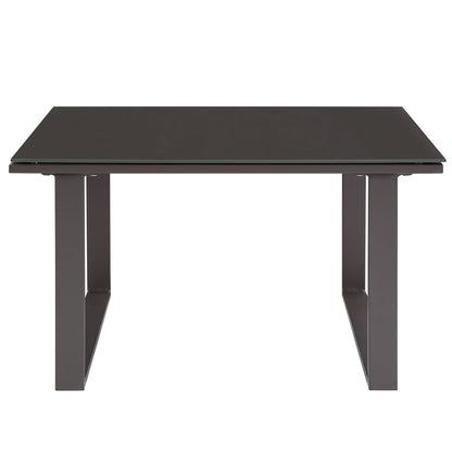 Fortuna Outdoor Patio Side Table, Brown Steel Glass