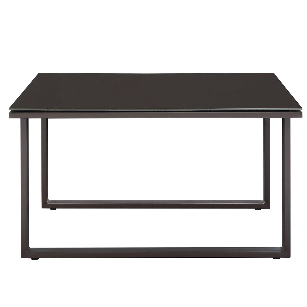 Fortuna Outdoor Patio Side Table, Brown Steel Glass