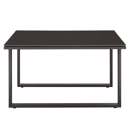 Fortuna Outdoor Patio Side Table, Brown Steel Glass