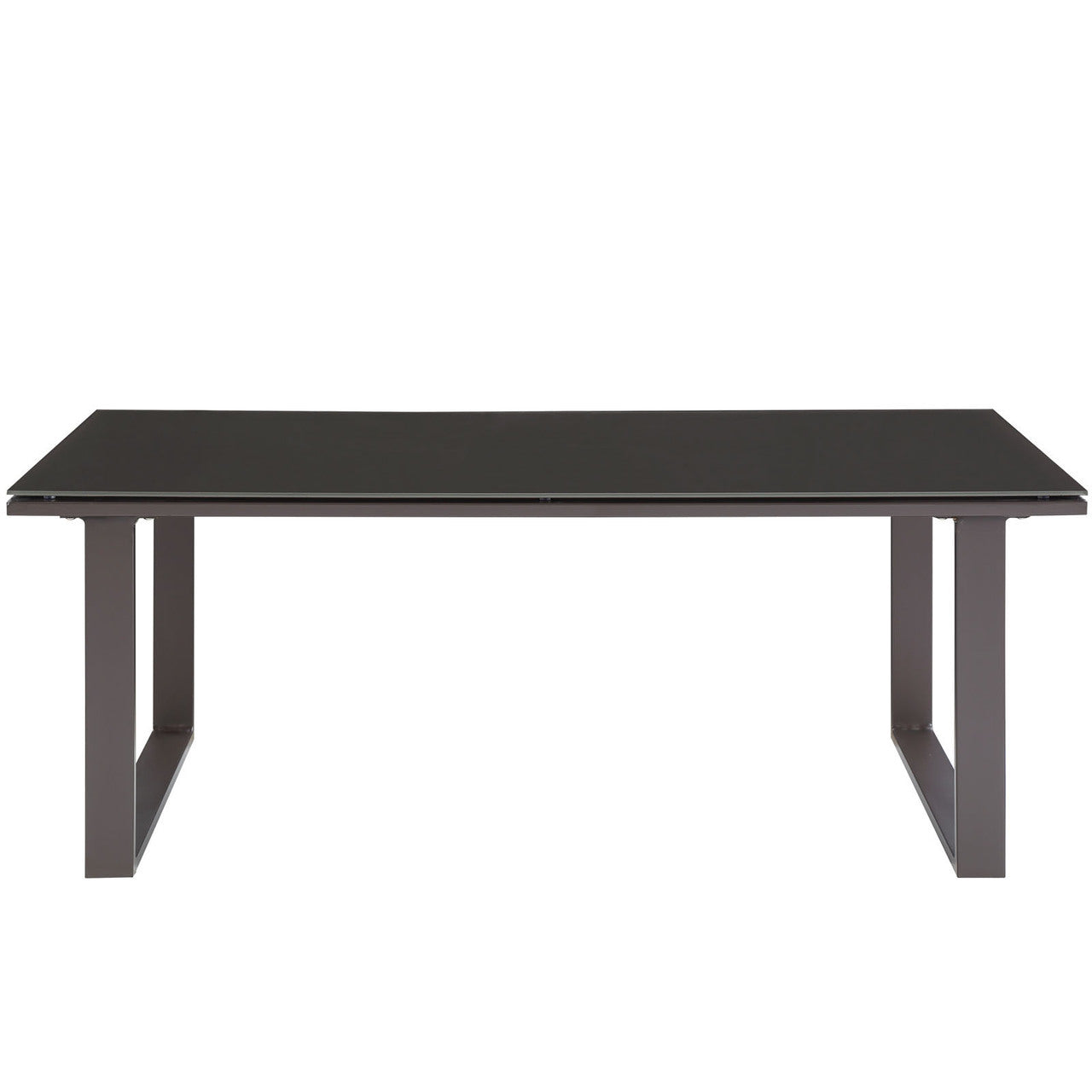 Fortuna Outdoor Patio Coffee Table, Brown Steel Glass