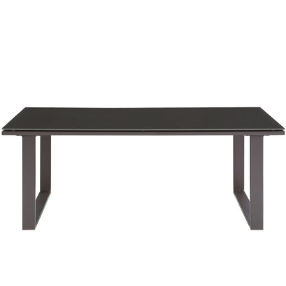 Fortuna Outdoor Patio Coffee Table, Brown Steel Glass