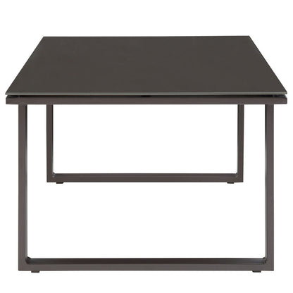 Fortuna Outdoor Patio Coffee Table, Brown Steel Glass