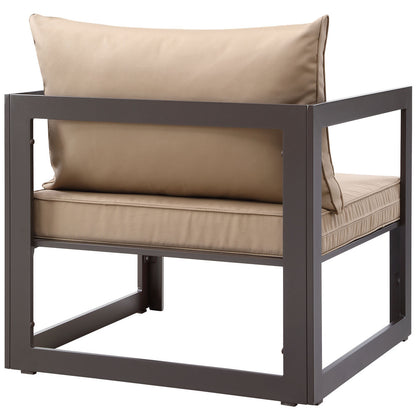 Fortuna Outdoor Patio Armchair, Brown Fabric Steel