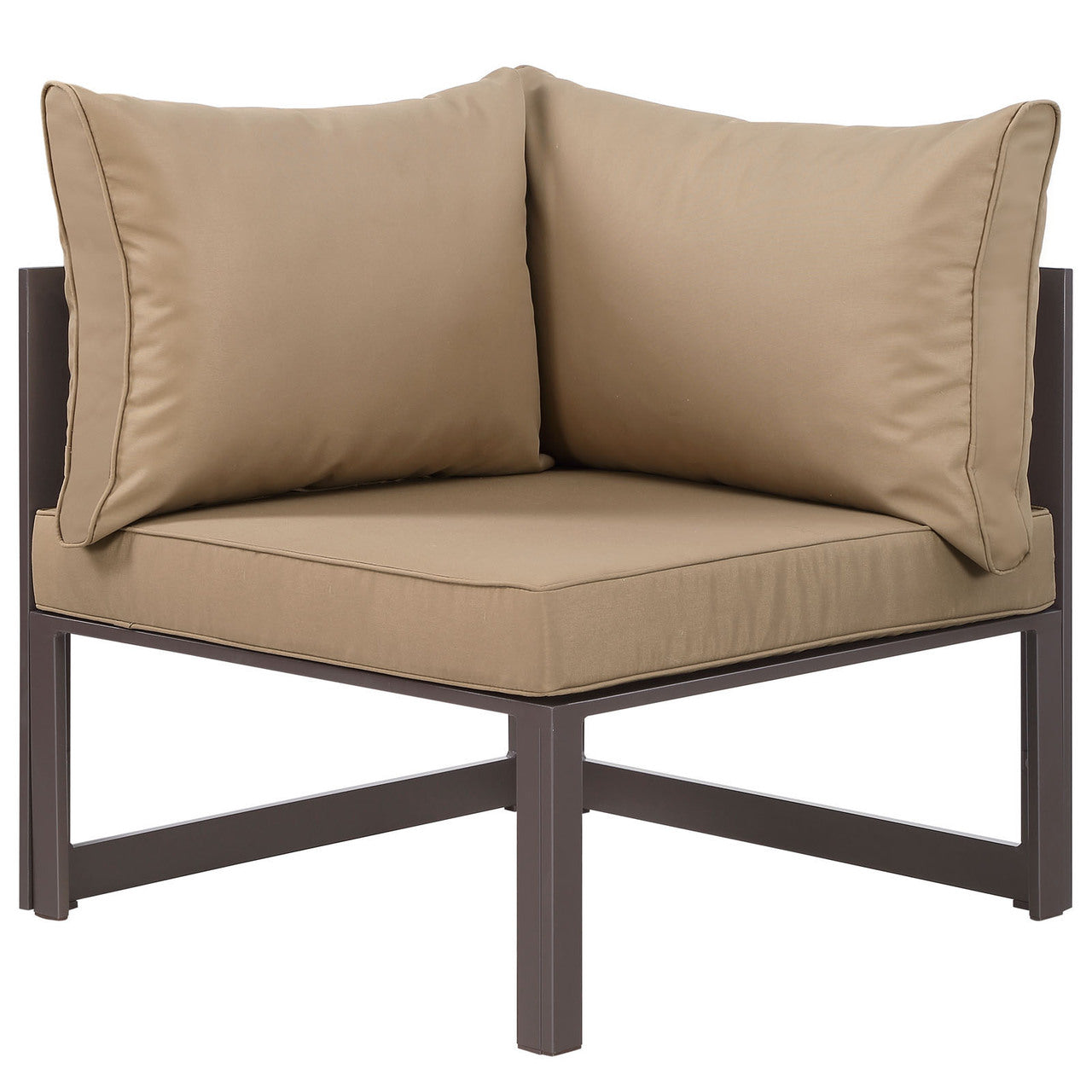Fortuna Corner Outdoor Patio Armchair, Brown Fabric Steel