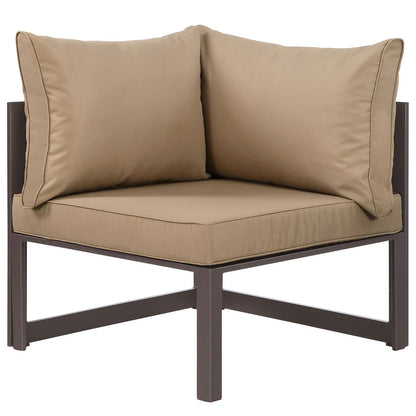 Fortuna Corner Outdoor Patio Armchair, Brown Fabric Steel