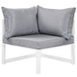 Fortuna Corner Outdoor Patio Armchair, White Grey Fabric Steel