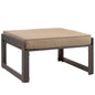 Fortuna Outdoor Patio Ottoman, Brown Fabric Steel