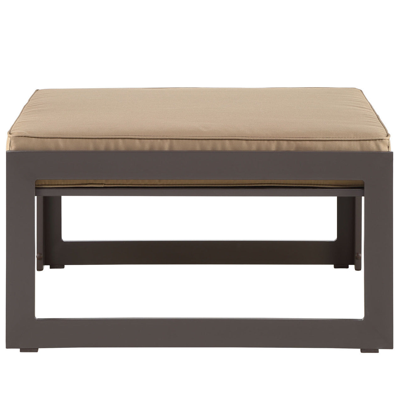 Fortuna Outdoor Patio Ottoman, Brown Fabric Steel