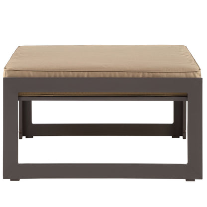 Fortuna Outdoor Patio Ottoman, Brown Fabric Steel