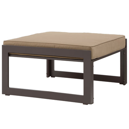 Fortuna Outdoor Patio Ottoman, Brown Fabric Steel
