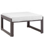 Fortuna Outdoor Patio Ottoman, Brown White Fabric Steel