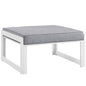 Fortuna Outdoor Patio Ottoman, White Grey Fabric Steel