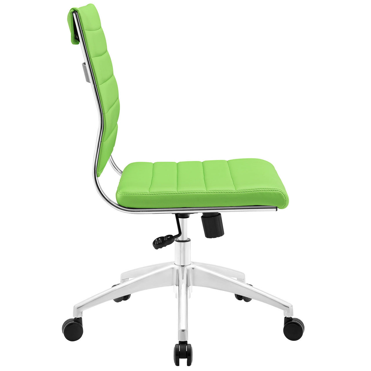 Jive Armless Mid Back Office Chair, Green Faux Leather