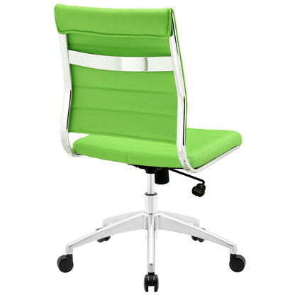 Jive Armless Mid Back Office Chair, Green Faux Leather