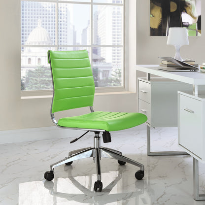 Jive Armless Mid Back Office Chair, Green Faux Leather