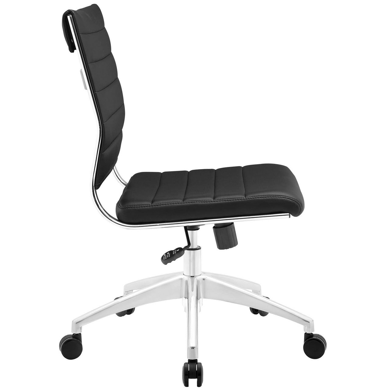 Jive Armless Mid Back Office Chair, Black Faux Leather