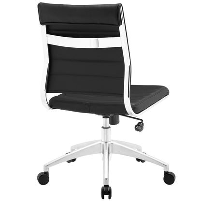 Jive Armless Mid Back Office Chair, Black Faux Leather