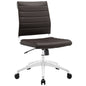 Jive Armless Mid Back Office Chair, Brown Faux Leather