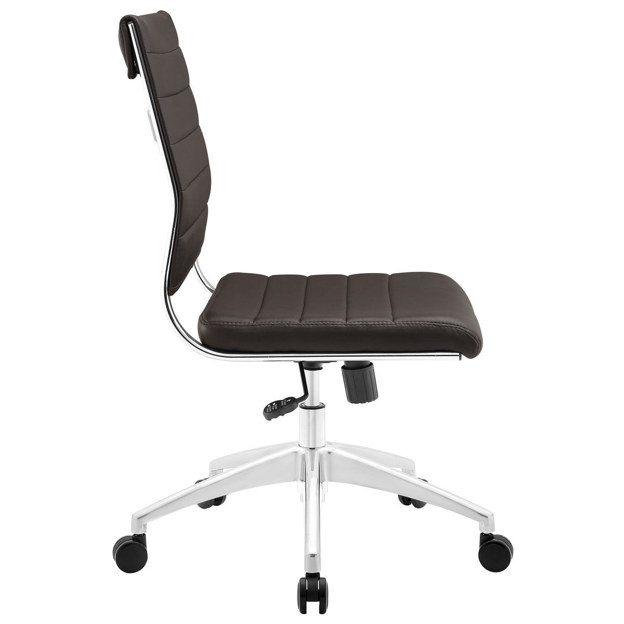 Jive Armless Mid Back Office Chair, Brown Faux Leather